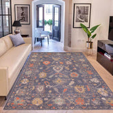 handmade Traditional Oushak Blue Gray Hand Knotted RECTANGLE WOOL&SILK area rug 10 x 14